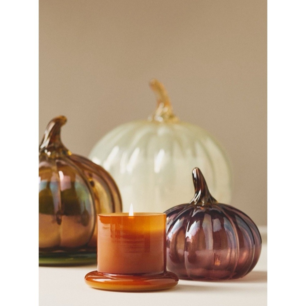 Anthropologie Cloche Glass Candle Jar Malted Pumpkin Rum Woodsy Scent Great Gift - Picture 3 of 6